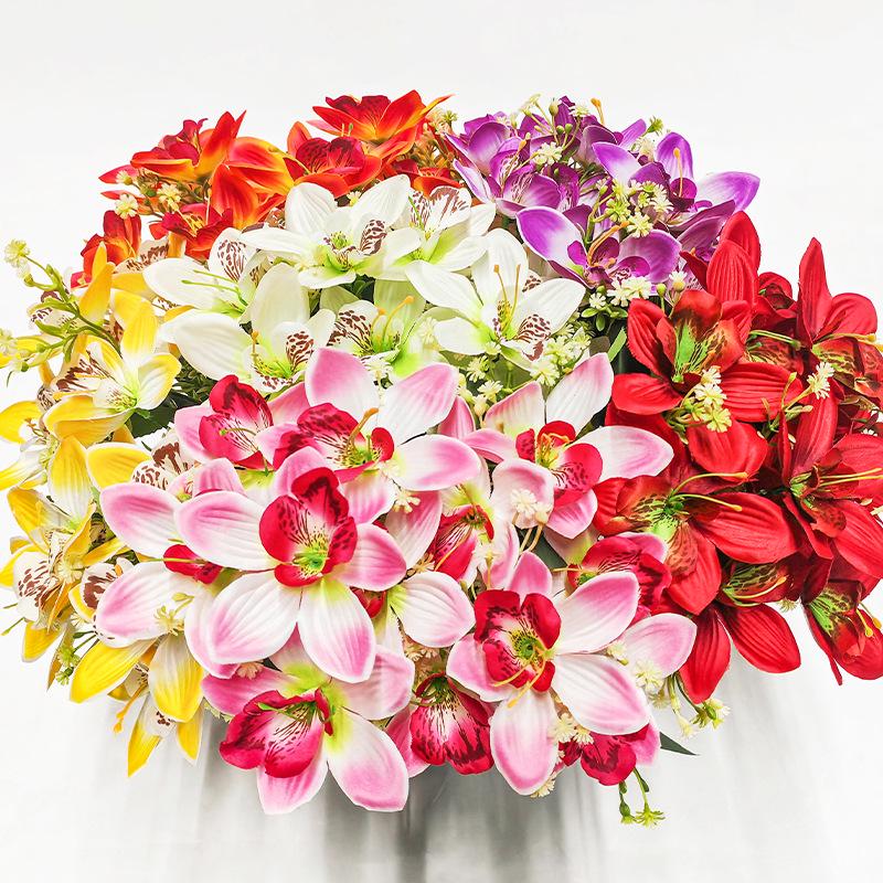 Silk Orchid Bouquet Winter Style Wedding Decor Handcrafted Dining Table Ornament