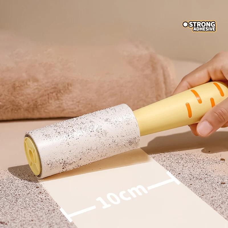 Cute Cat Shape Hair Remover Roller Tearable Adhesive Paper Dust Removal Roller for Clothes Pets Home Sticky Hair Cleaning Brush