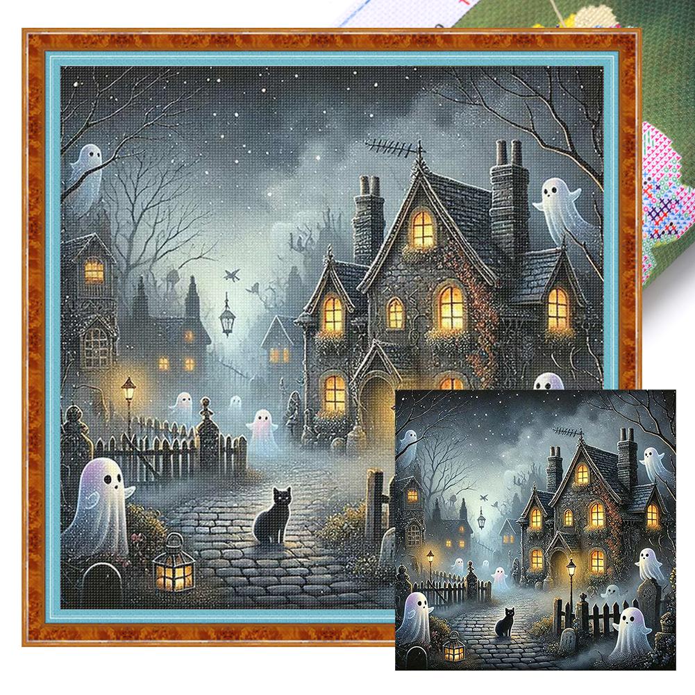 Halloween Printed Cross Stitch Kit DIY 11CT Embroidery Craft Set Home Decor