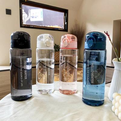Tragbare, auslaufsichere Sport-Wasserflasche, ovaler, durchsichtiger Kunststoff-Wasserkocher, großes Fassungsvermögen, Trinkbecher für Outdoor-Reisen, Fitness, Sommer, 780 ml