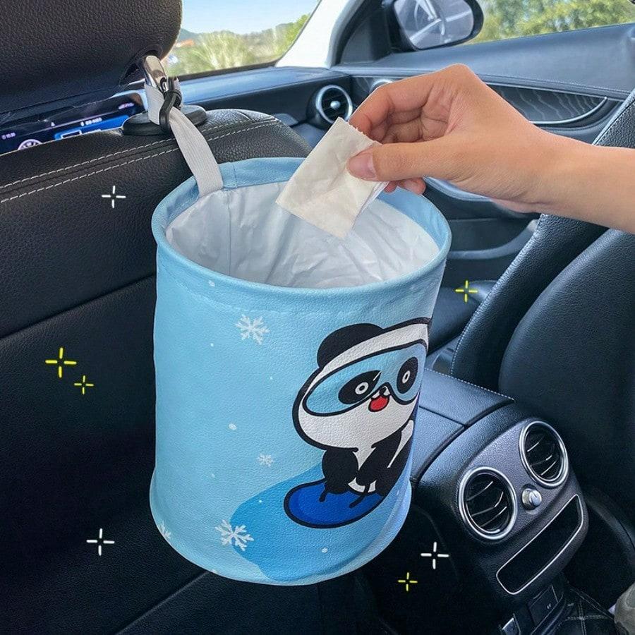 Car Trash Can Foldable Car Storage Box Umbrella Storage Cartoon Car Garbage Bag