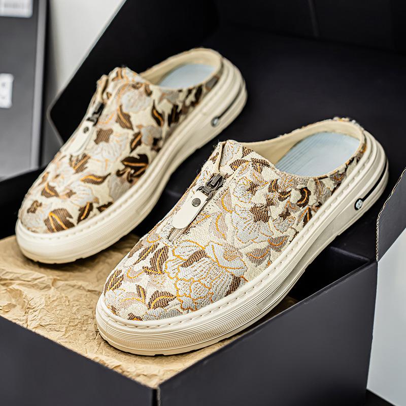 

Мужские шлепанцы-слайды с защитой пальцев 2025 года Дышащая повседневная обувь Плоская подошва Нескользящие Комфорт Для дома/улицы Универсальные Для ежедневной носки 44 бежевый