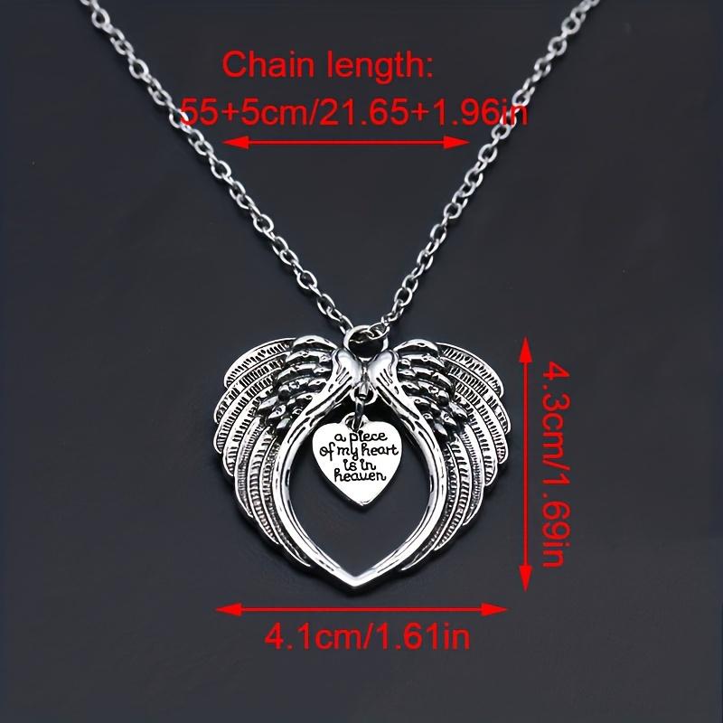 1pc Zinc Alloy Angel Wings "A Piece Of My Heart Is In Heaven" Pendant DIY Necklace Keychain Jewelry Accessories