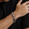 European and American Style Bright Silver Three-dimensional Dragon Bone Open Bracelet Chinese-style Double Dragon Head and Tail with Interlocking