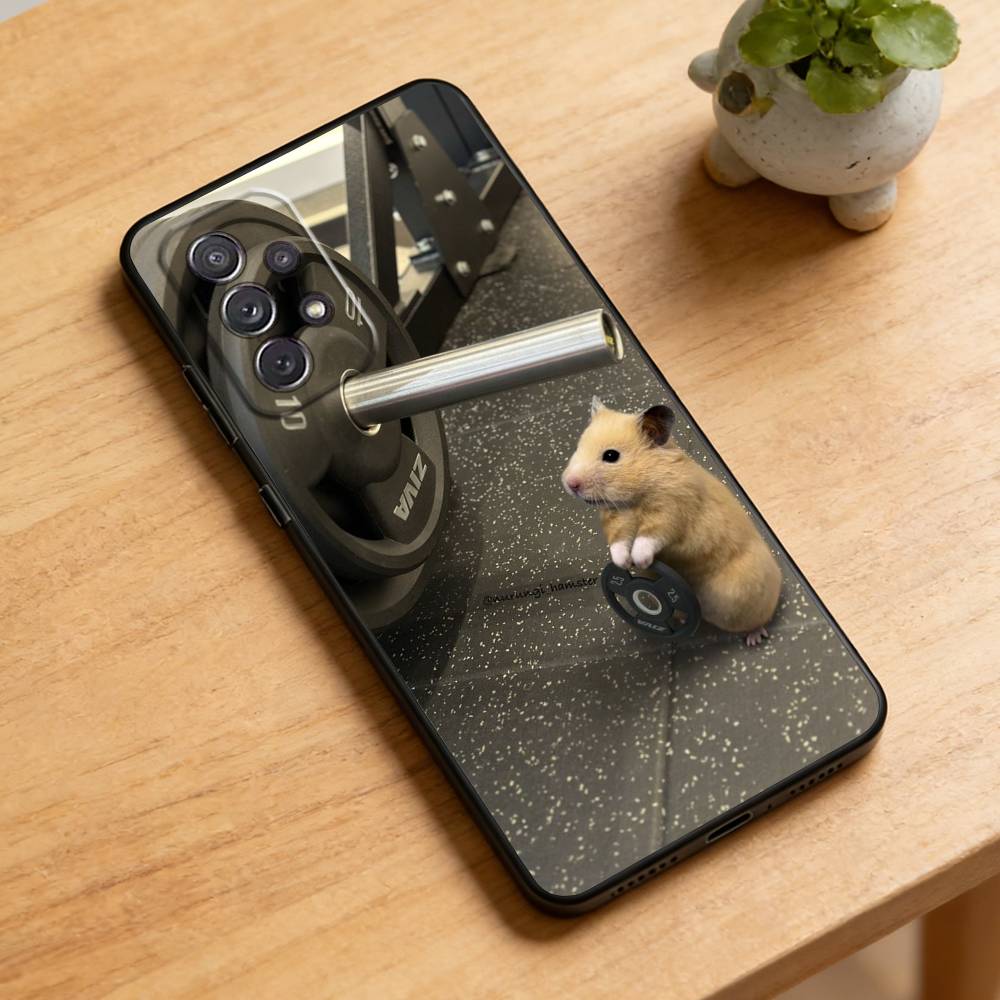 

Cute Gym Hamster Phone Case For Samsung Galaxy A73,21,22,32,71,53,52,51,80,5G Soft Black Cover Samsung a22 4g