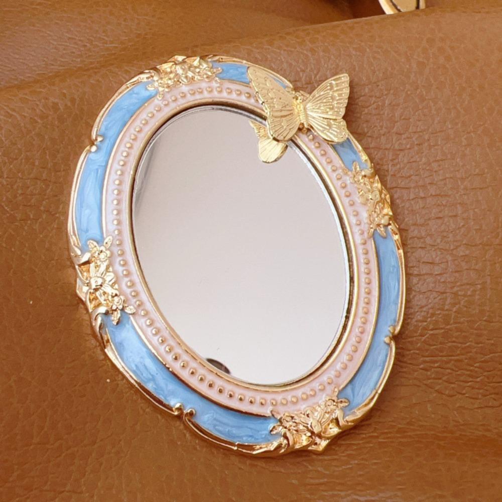Romantic Antique Handheld Makeup Mirror Reliefs Portable Mirror Mini Retro Makeup Mirror  Gift
