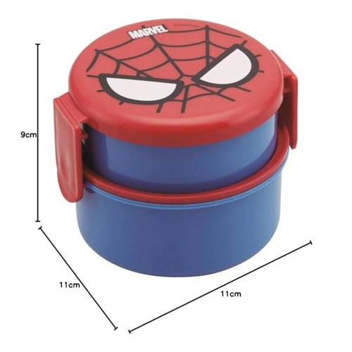 Skater Round Lunch Box 500ml Bento Box with Fork Spiderman ONWR1-A