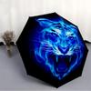 1pc Blue Tiger Automatic Open/Close Umbrella - Compact Travel Umbrella, Gift for Birthday, Holiday yy260106033