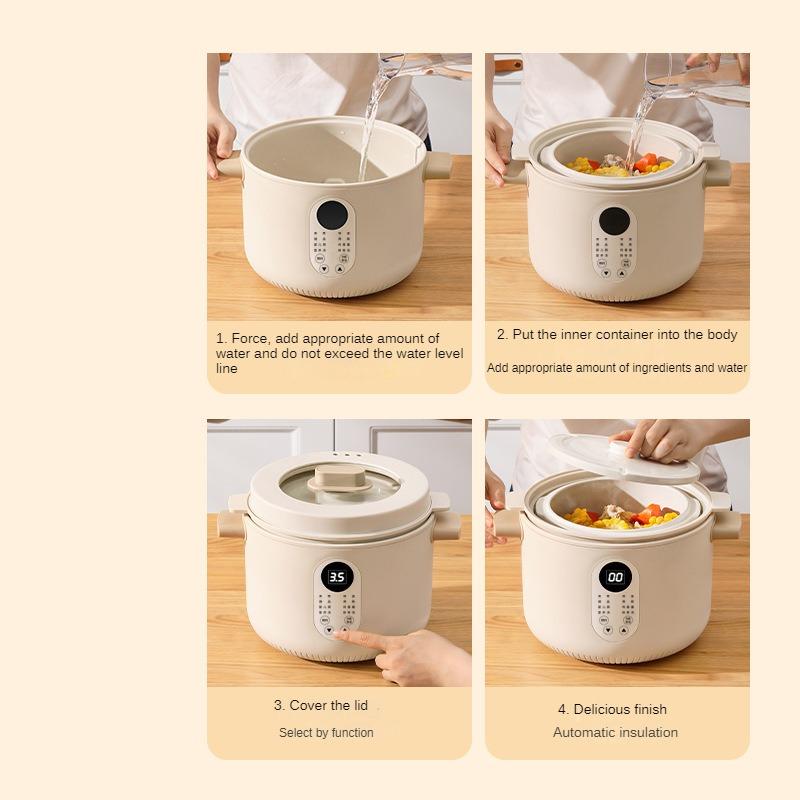 220V 2500ML Electric Electric Slow Stewer Household Automatic Water Separated Stewing Soup Health Preserving Pot Slow Cooker