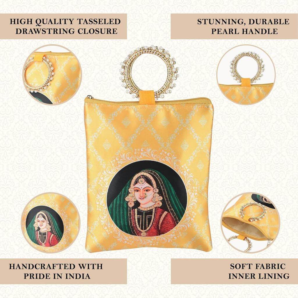 2 Stück Seide Kleine Handtaschen für Damen Stilvoll mit Reißverschluss & Henkel | Traditionelle Handheld-Taschen für Damen | Ethnische Damen Geldbörse Handtasche für Gastgeschenke