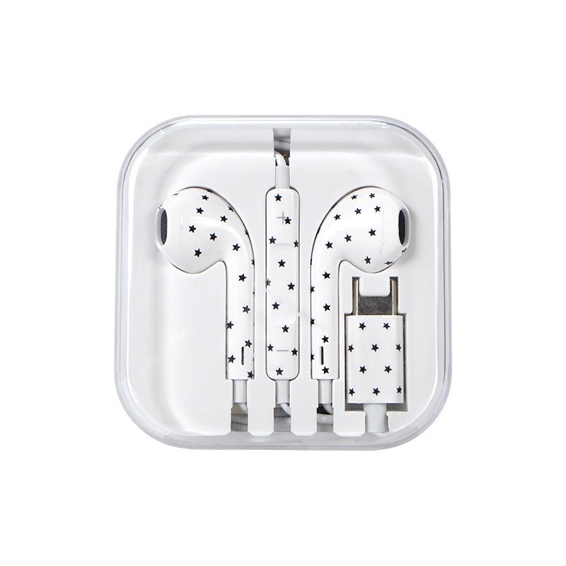 Star Floral Cartoon Wired Type-C Earphones with Mic