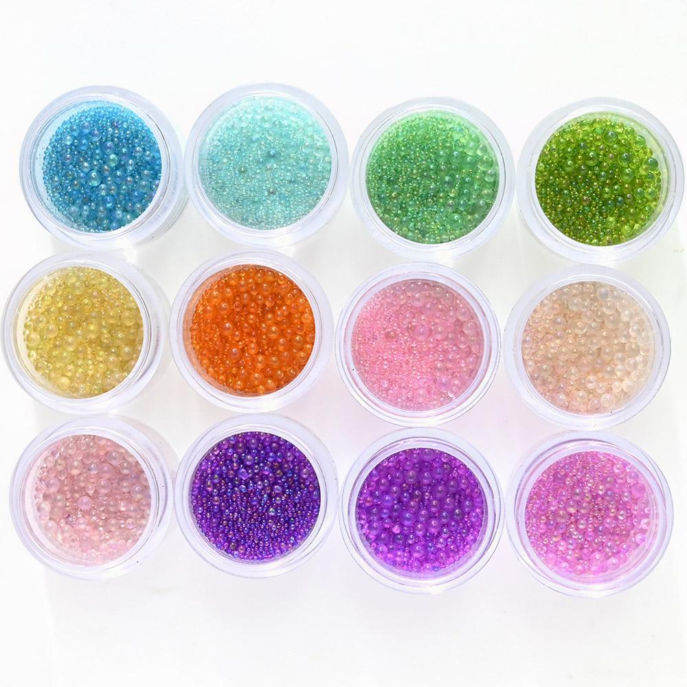 1 pot de 10 ml de perles de caviar 3D, strass, mini perles de verre, décoration d'ongles pour bricolage, soins des ongles, boule de cristal mixte sans trou