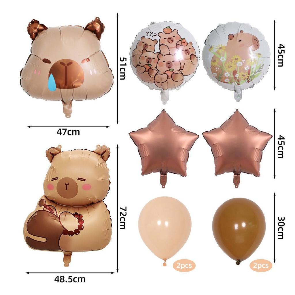 10-piece Capibara-themed Aluminum Film Balloon Set for Children's Birthday Party Decoration Supplies