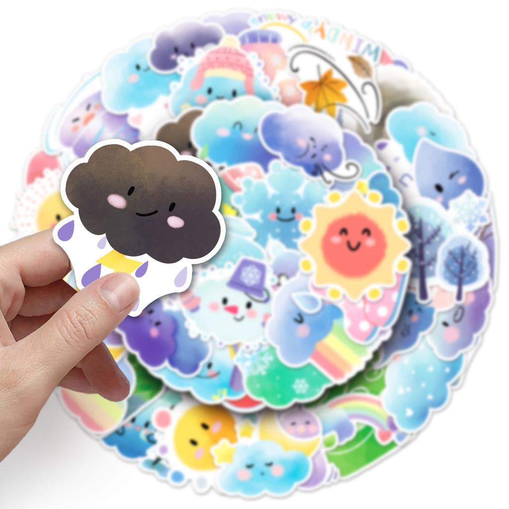 50 Mood Weather Graffiti Stickers Cartoon Hand-painted Decorative Mobile Phone Water Cup Stickers