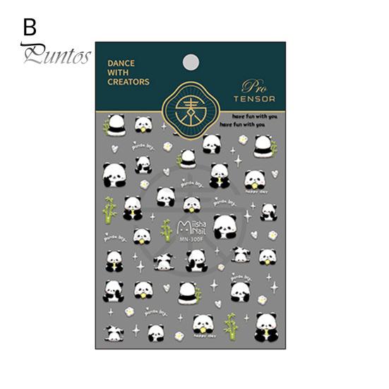 Cartoon Panda Nail Art Sticker 5D Bamboo Letter Waterproof PET Self-adhesive Women Girls Fake Nail Decoration Decal Party Supplies Gift