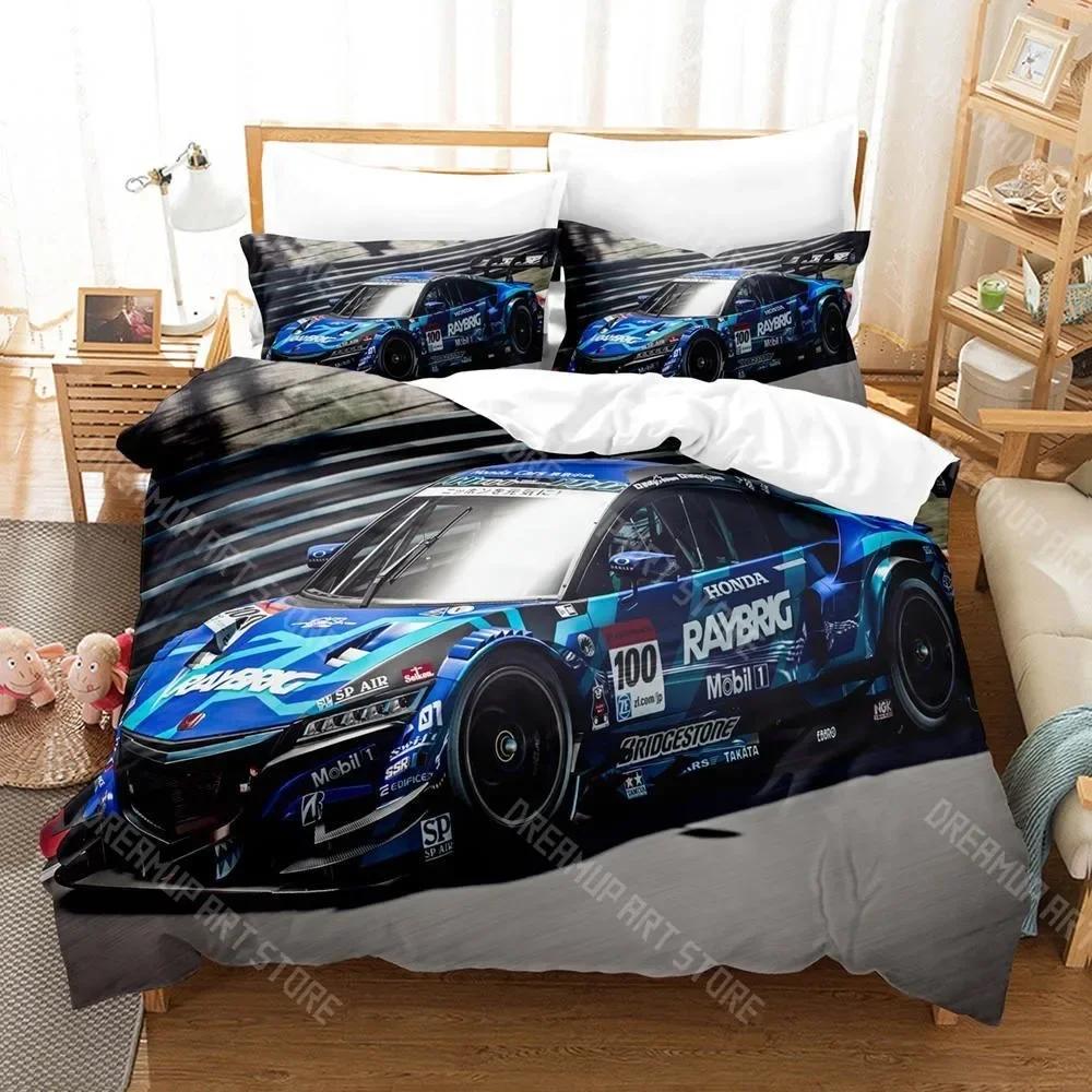 

3D Print Rainbow Racing Bedding Set Single Twin Full Queen King Size Bed Set Teenager Bedroom Duvetcover Sets 3D Anime Bed Sheet EU Single 90x200cm