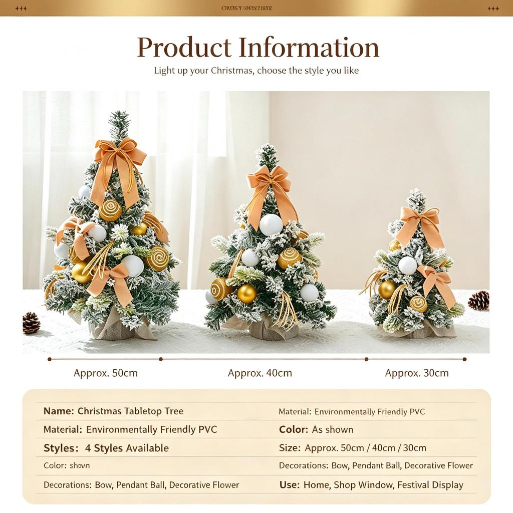 Mini Christmas Tree,  New Tabletop Small Christmas Tree, Artificial Desktop Xmas Ornament for Home Party Decor
