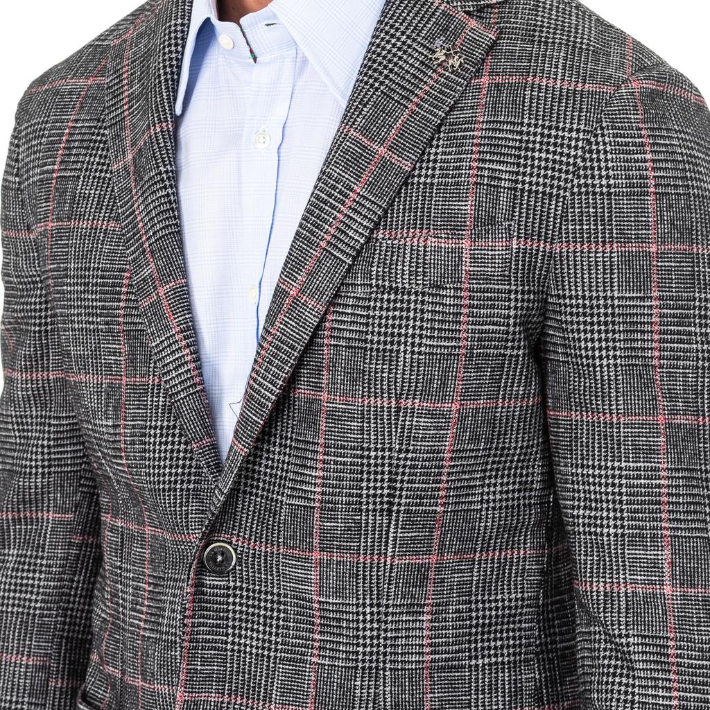 Americana manga larga a cuadros con cuello con solapa KMJA06 para Hombre