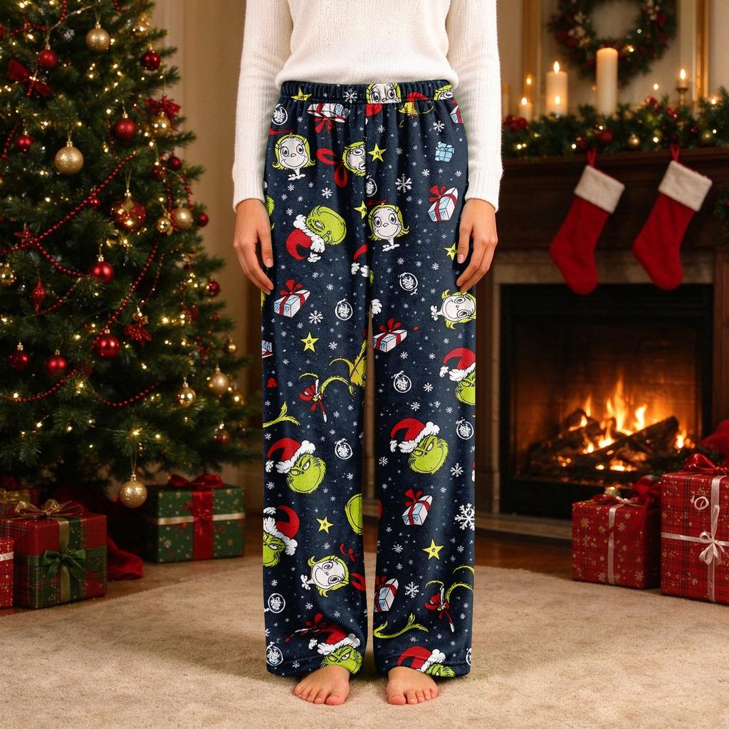 Women's Flannel Christmas Print Pajama Pants and Sleepwear Casual Bottoms