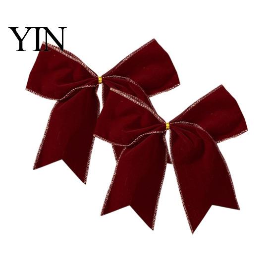 Holiday Wreath Decorations 2Pcs Christmas Tree Bow Decors, Velvet Fabric Hanging Ornament Indoor Supplies for Home, Festive Garland Wedding