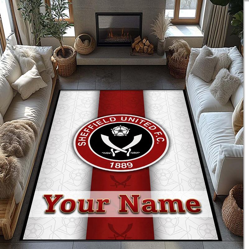 Sheffield United FC Printed Crystal Velvet Rug Non‑Slip Crystal Velvet Carpet For Sofa Bedroom Indoor Home Decoration