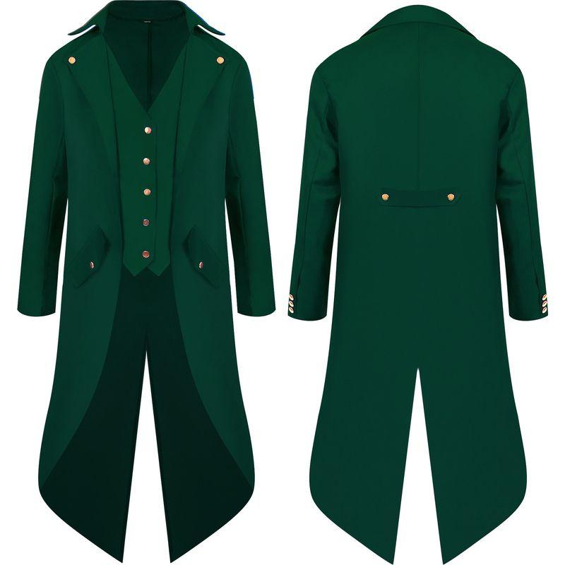 

Medieval Retro Formal Dress Steam Tuxedo Men Fake Two Pieces Performance Dress Magician Stage Performance Tutcoat Green Children155