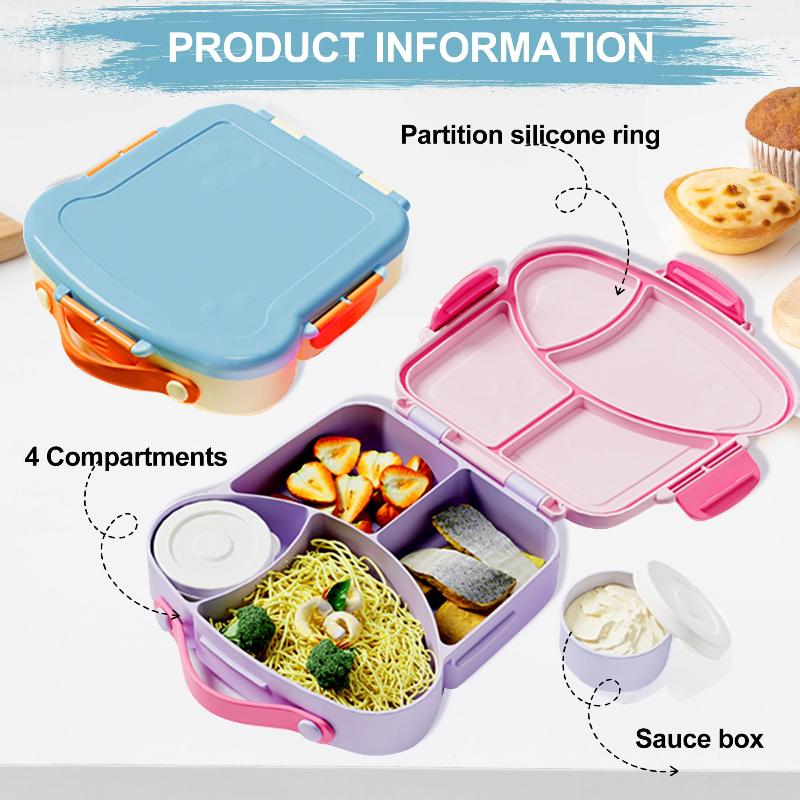 Dětský bento obědový box bez BPA s nepropustnými přihrádkami a sadou příborů pro školní pikniky a každodenní venkovní výlety