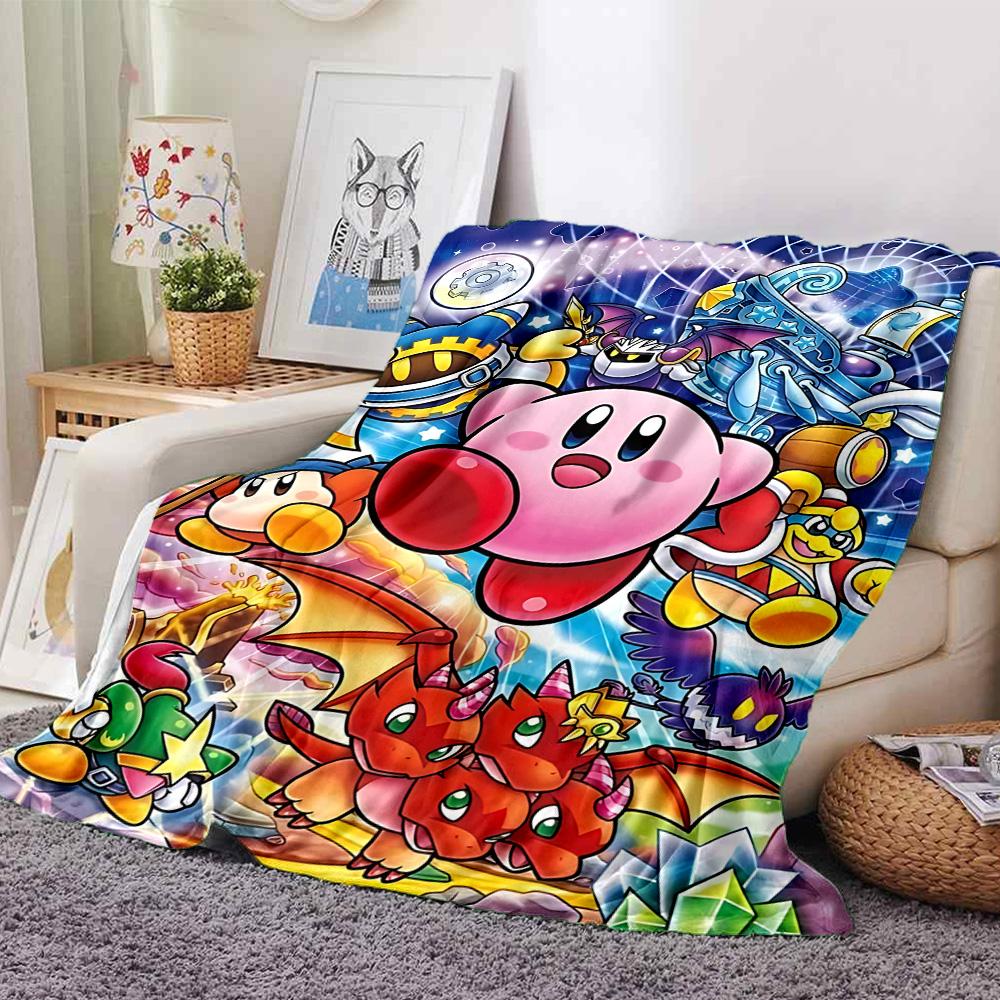 Kirby Adventure Land Flannel Blanket Super Soft Warm Cozy Blanket For Sofa Bed Office Travel Allseason Home Decor Gift
