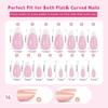 150 Pieces French Press On Nail Pre Applied Base Coat and Primer No Filing Needed for DIY Nail Art Salon Quality Nail