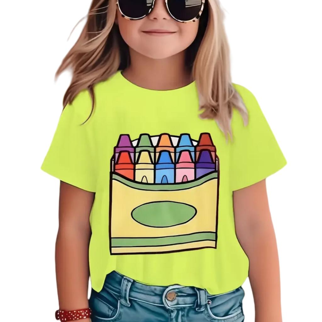 T-Shirt for Girls Cartoon Tops Short Sleeve Top Girls Clothes Boys Tshirt Tees Fashion Kawaii Children T-Shirt