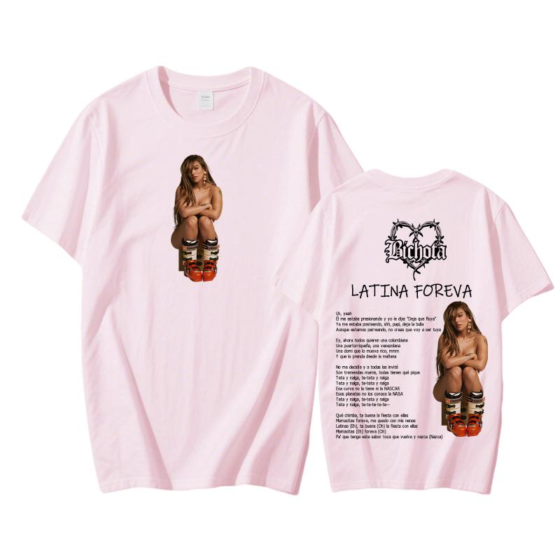 KAROL G LATINA FOREVA 2025 NEW Tops Hip Hop Graphic Print Tee Unisex O-Neck Soft Clothing 100% Cotton High Quality T-shirt
