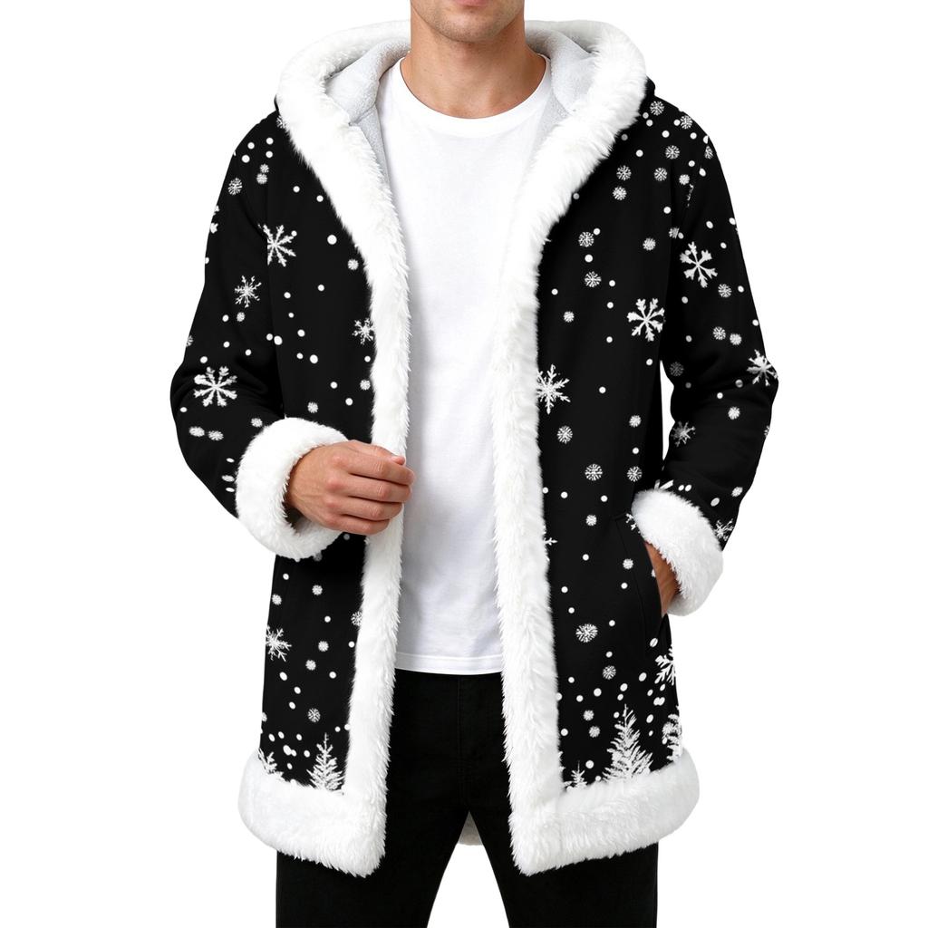 Men's Casual Snowflake Print Winter Jacket for Outdoor Travel and Everyday Wear