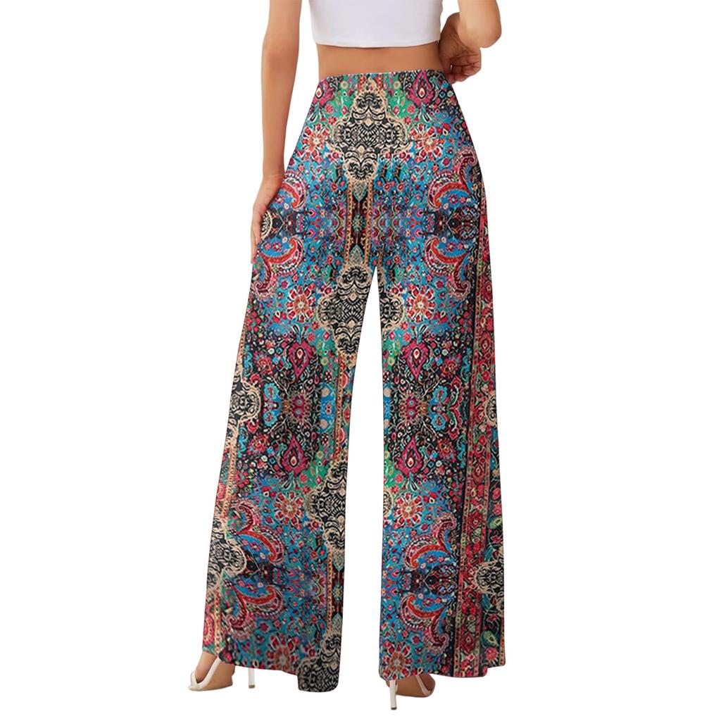 Women's High Waist Wide Leg Flowy Pants with Pockets for Casual Everyday Wear