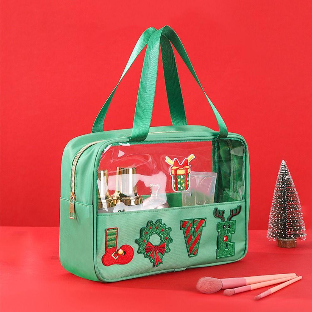Cartoon Cosmetic Zipper Pouch Waterproof Make Up Organizer Unique Christmas Toiletry Bags  Girls