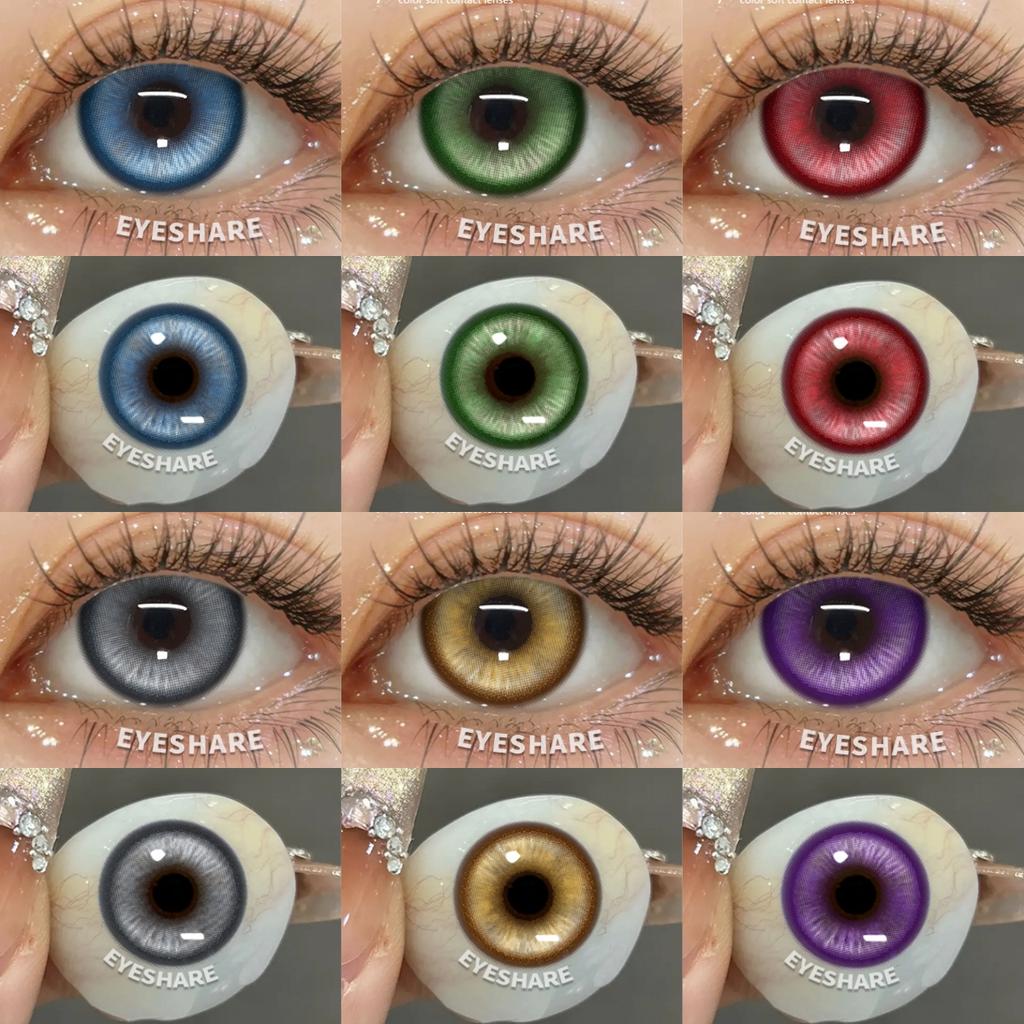 Eyeshare 1Pair Cute Cosplay Colored Contact Lenses for Halloween Anime Blue Pupil Lens Red Contact Lens Purple Colored Lenses