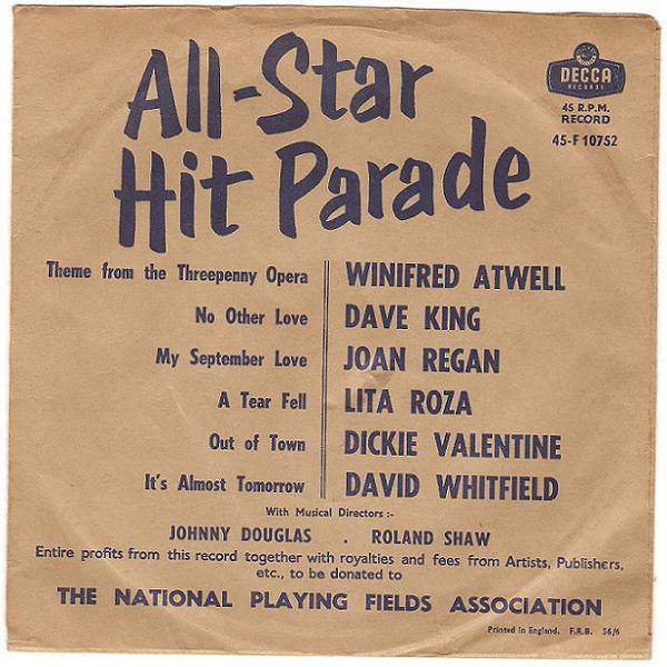 

7inch Record VARIOUS ARTISTS All Star Hit Parade 45F10752 DECCA 1956 UK Pop Used