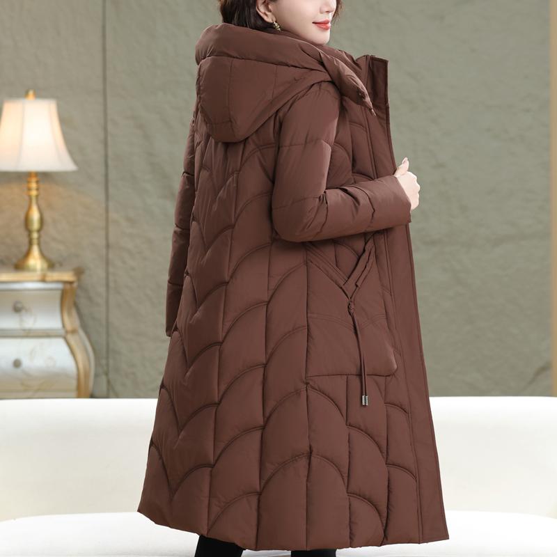 Παλτό Μεγάλου Μεγέθους XL-6XL για Γυναίκες Μέσης Ηλικίας Χειμερινά Μακριά Παρκά με Κουκούλα Χοντρά Ζεστά Καθημερινά Γυναικεία Μπουφάν