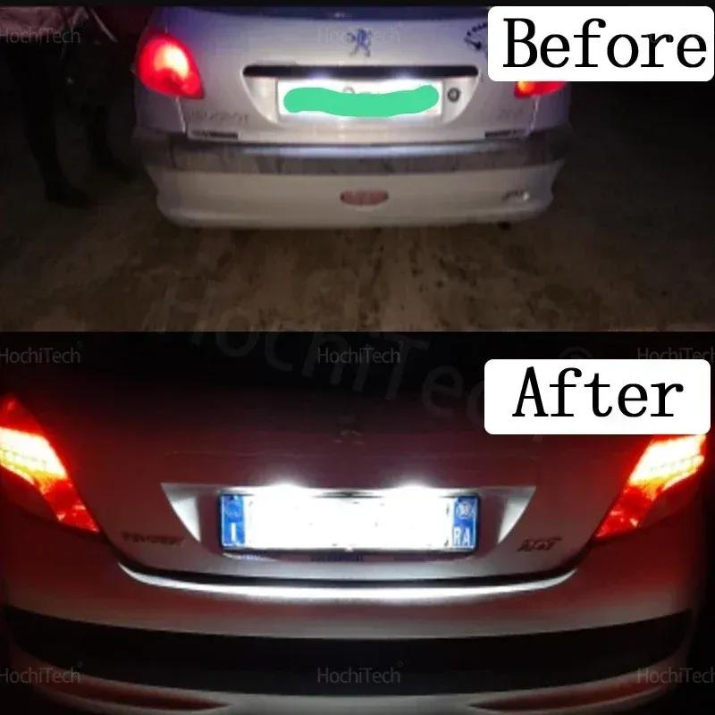 For Peugeot 206 207 307 308 407 5008 Partner Citroen C3 C4 C5 2x Car Rear LED SMD License Number Plate Light Lamp 6000K