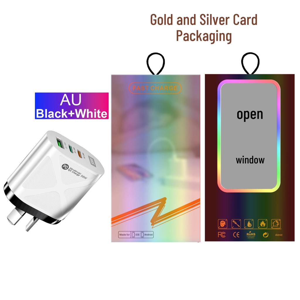 58W Dual Fast Charger with 2PD+QC3.0, EU/US/UK/AU Plugs