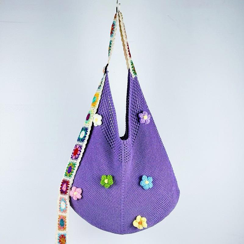 Travel leisure female commuter Mori lazy large capacity shoulder bag woven bag knitted bag leisure vacation