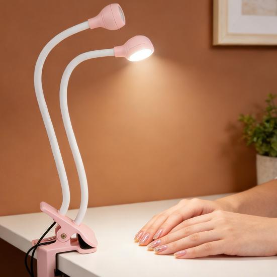 UV LED Nail Lamp Double-Headed Gooseneck Lamp with Clip for Gel Nails Manicure Dryer Curing Light for Home DIY Salon