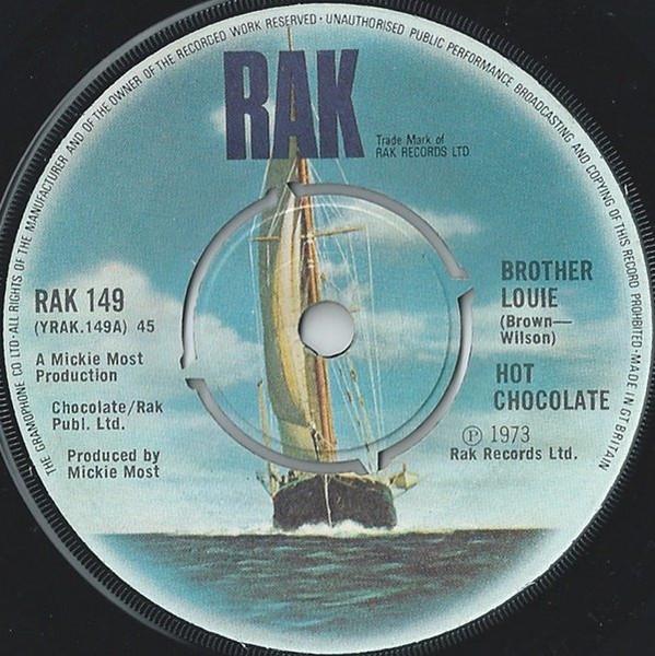 

7inch Record HOT CHOCOLATE - Brother Louie RAK149 RAK 1973 UK Soul/Funk Used