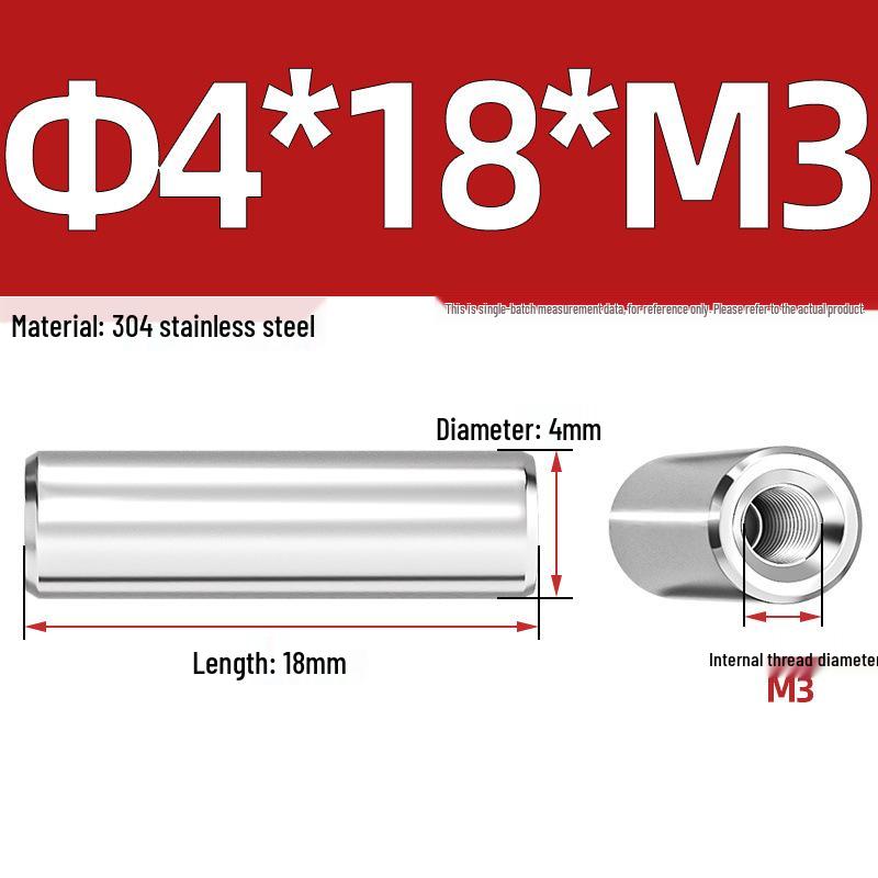 Pin Cilindric din Oțel Inoxidabil 304 cu Filet Interior M4/M6/M8 și Orificiu - Coloană de Suport și Ghidare