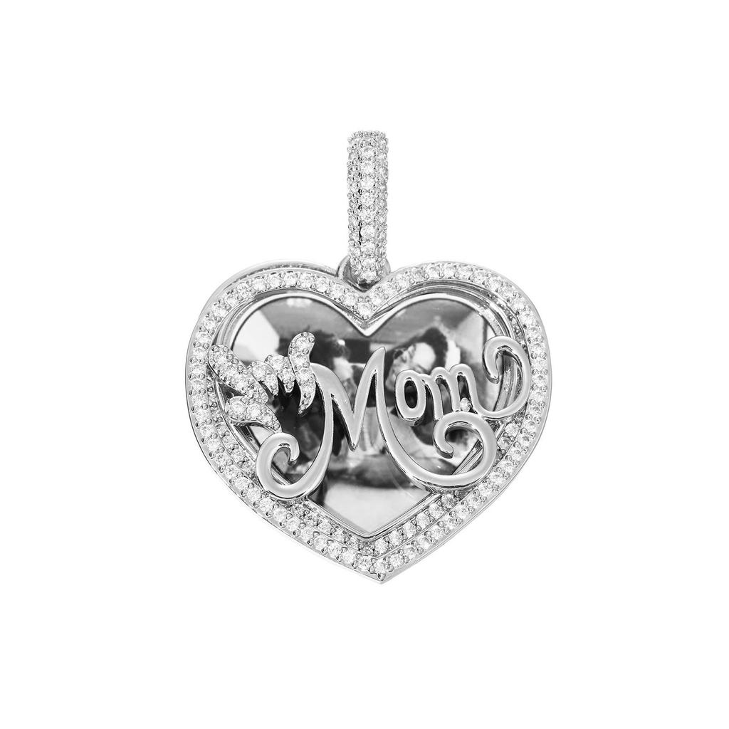 European & American Hip Hop Heart Photo Necklace: Copper Zirconia Pendant with DIY Personalized Heart Frame