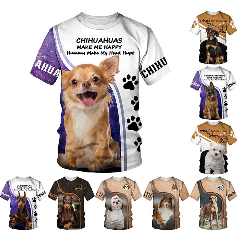 Cheap Men Women 3d Animal Dog Print Tshirt Summer Fashion Short Sleeve