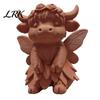 Cute Animal Figurine Rustic Highland Cow Ornament, Terracotta Color 3D Printed Statue, Desktop Decoration for Home Desk Shelf Farmhouse Decor