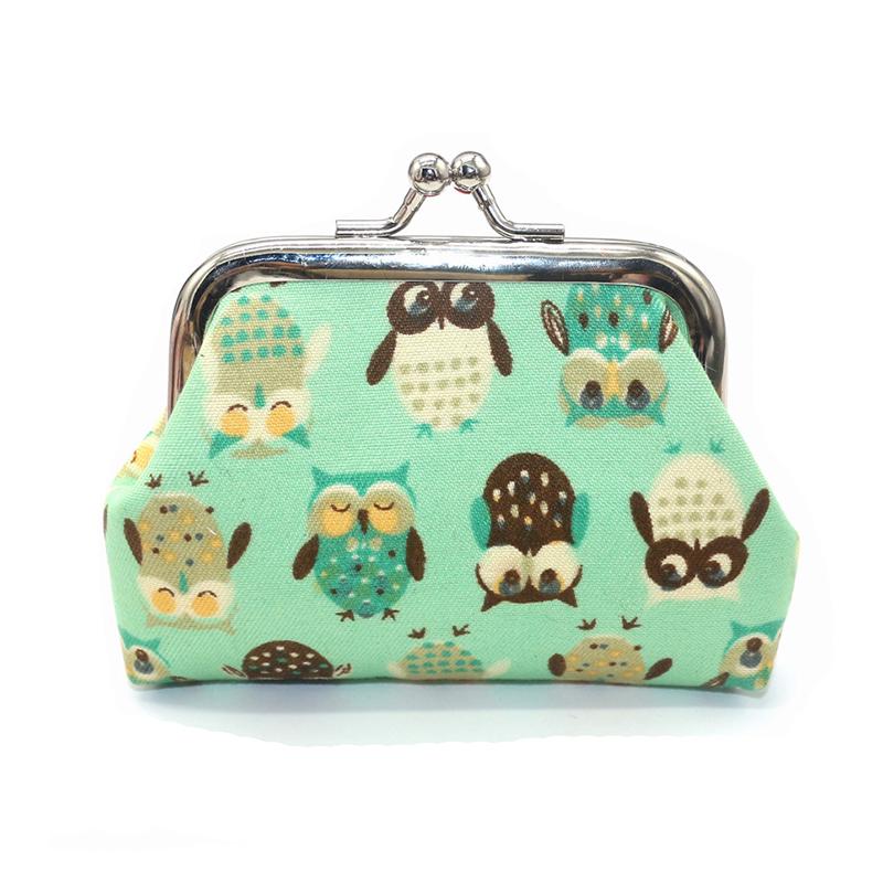 

Милий друкований сова Портмоне Гаманець Застібка Гаманець для кишенькових грошей Весільний цукерковий мішок зелений