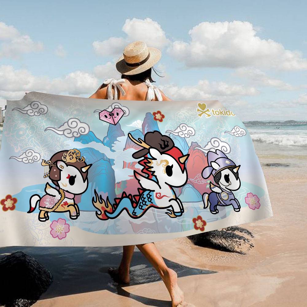 Japan Tokidoki Anime Badetuch Mikrofaser Weich Wasserabsorbierend Atmungsaktiv Für Mädchen Kinder Dekoratives Cartoon Strandtuch