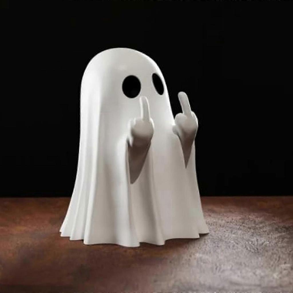 Ghost MiddleFinger Statue Halloween Ghost Statue Props Home Tabletop Decoration 25-26s