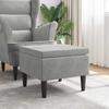Vidaxl Footstool with Wooden Legs, Light Gray, Upholstered In Velvet